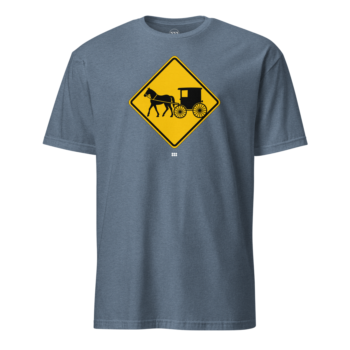 Amish Horse and Buggy Road Sign T-Shirt Heather Indigo | 222 Threads