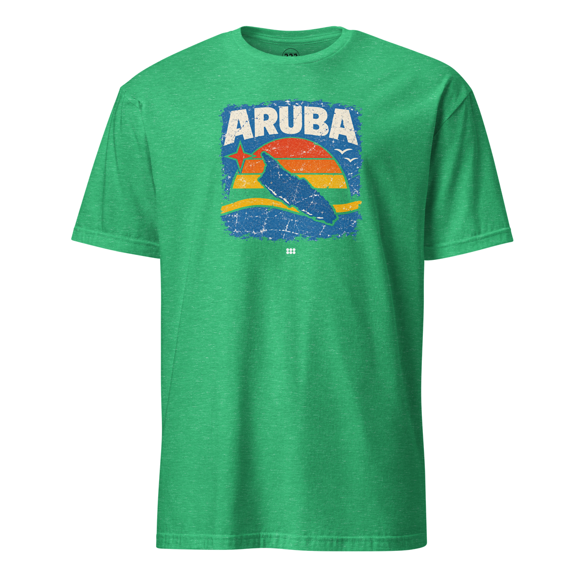 Aruba Distressed Island T-Shirt Heather Irish Green | 222 Threads