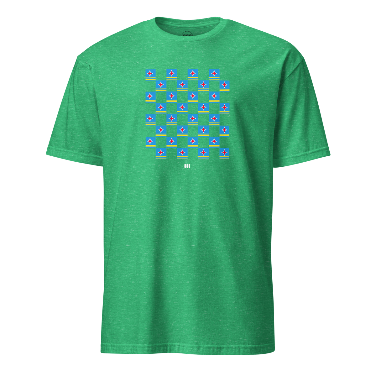Aruba Flag Checkerboard T-Shirt Heather Irish Green | 222 Threads