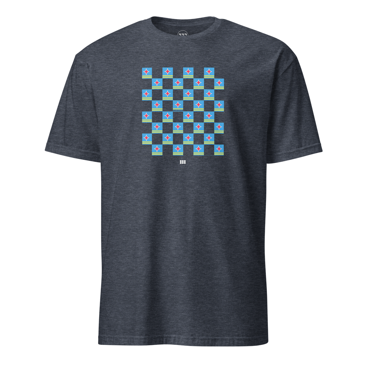 Aruba Flag Checkerboard T-Shirt Heather Navy | 222 Threads