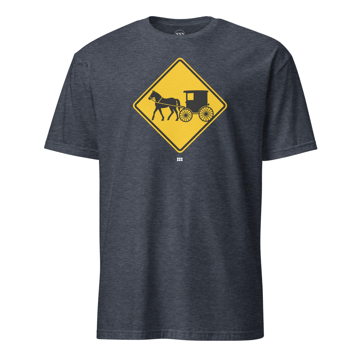 Amish Horse and Buggy Road Sign T-Shirt Heather Navy | 222 Threads