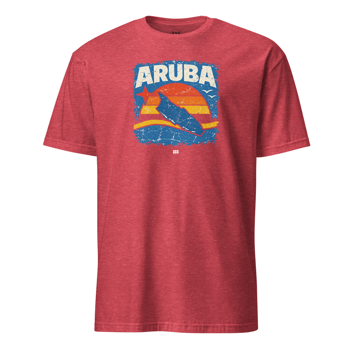 Aruba Distressed Island T-Shirt Heather Red | 222 Threads