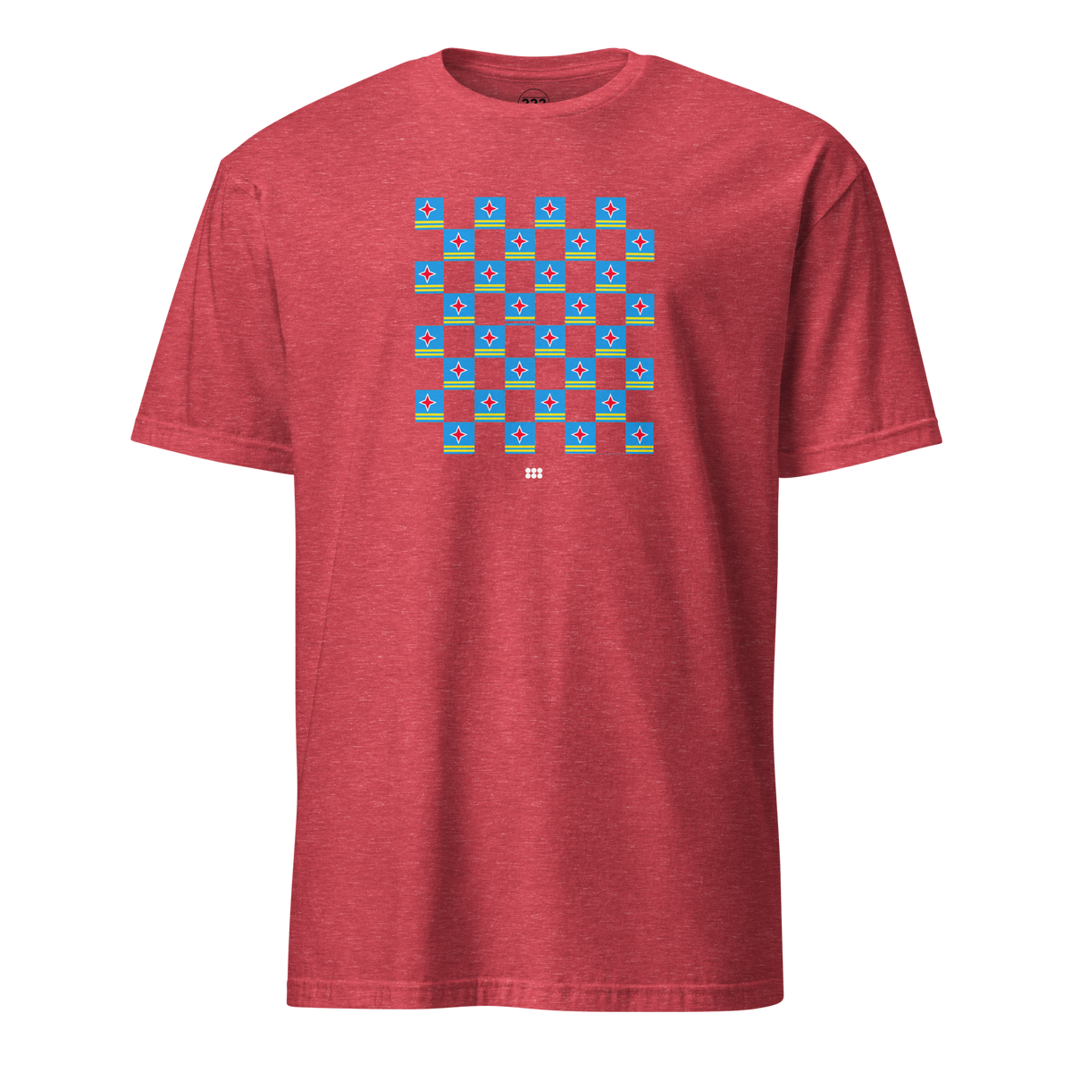 Aruba Flag Checkerboard T-Shirt Heather Red | 222 Threads