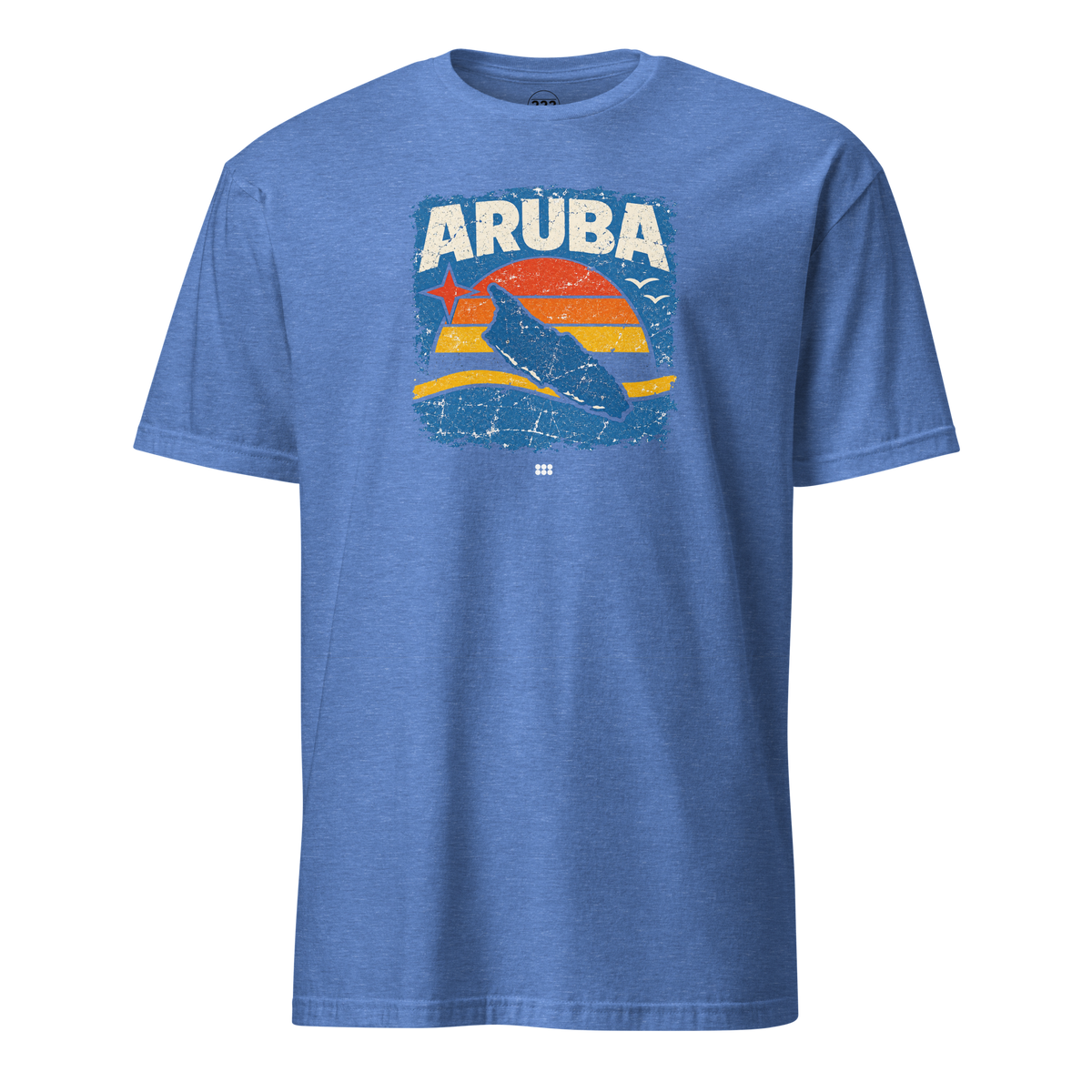 Aruba Distressed Island T-Shirt Heather Royal | 222 Threads