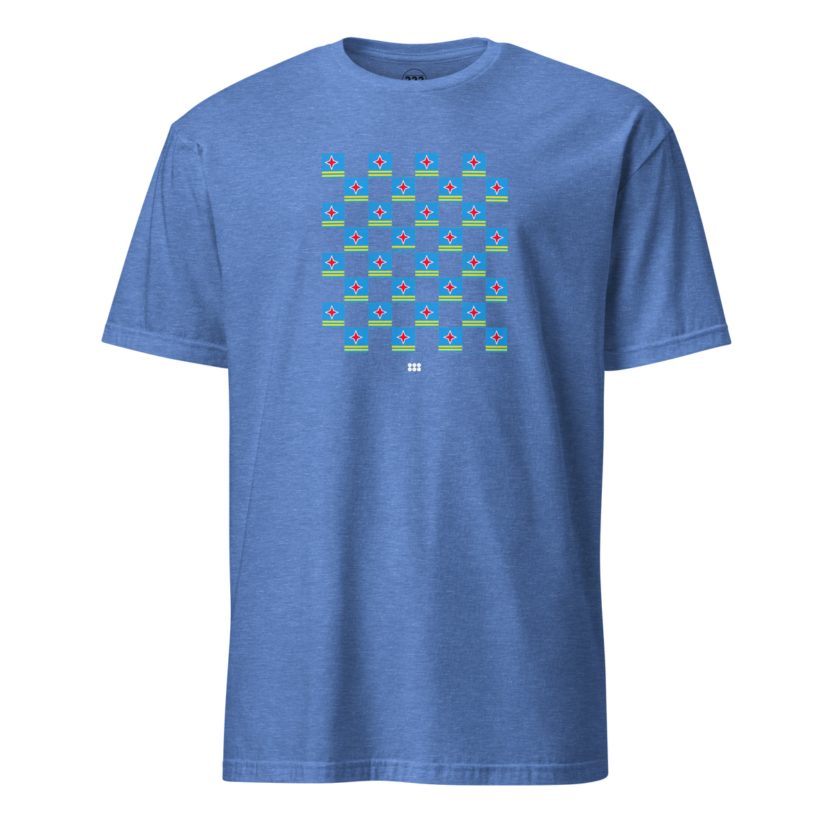 Aruba Flag Checkerboard T-Shirt Heather Royal | 222 Threads