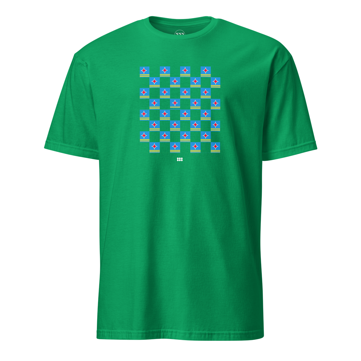 Aruba Flag Checkerboard T-Shirt Irish Green | 222 Threads