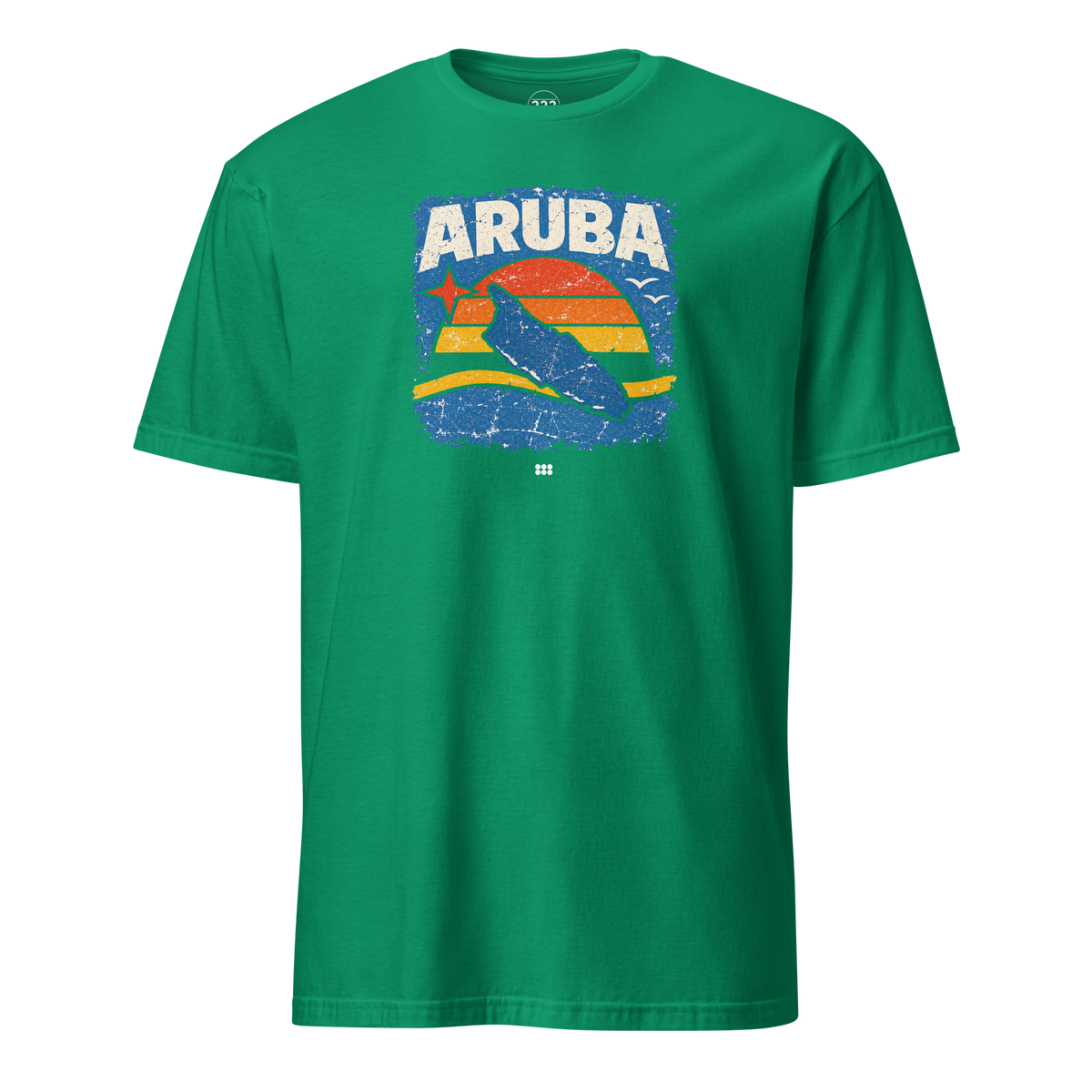 Aruba Distressed Island T-Shirt Kelly Green | 222 Threads