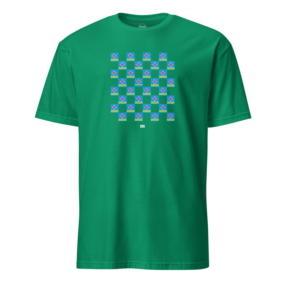 Aruba Flag Checkerboard T-Shirt Kelly Green | 222 Threads