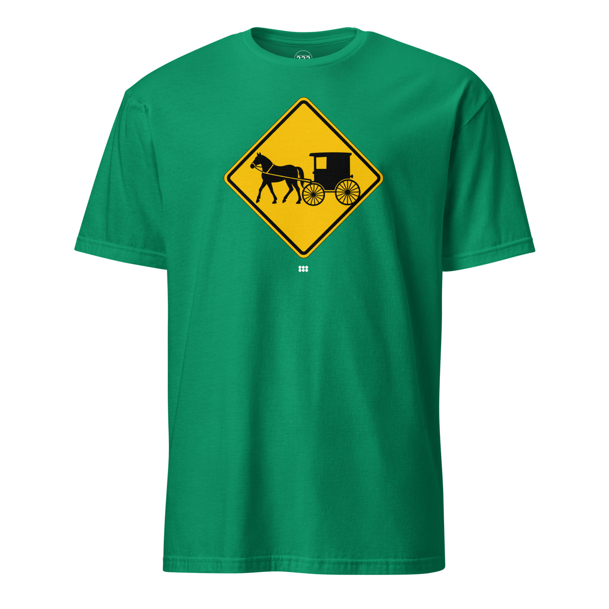 Amish Horse and Buggy Road Sign T-Shirt Kelly Green | 222 Threads