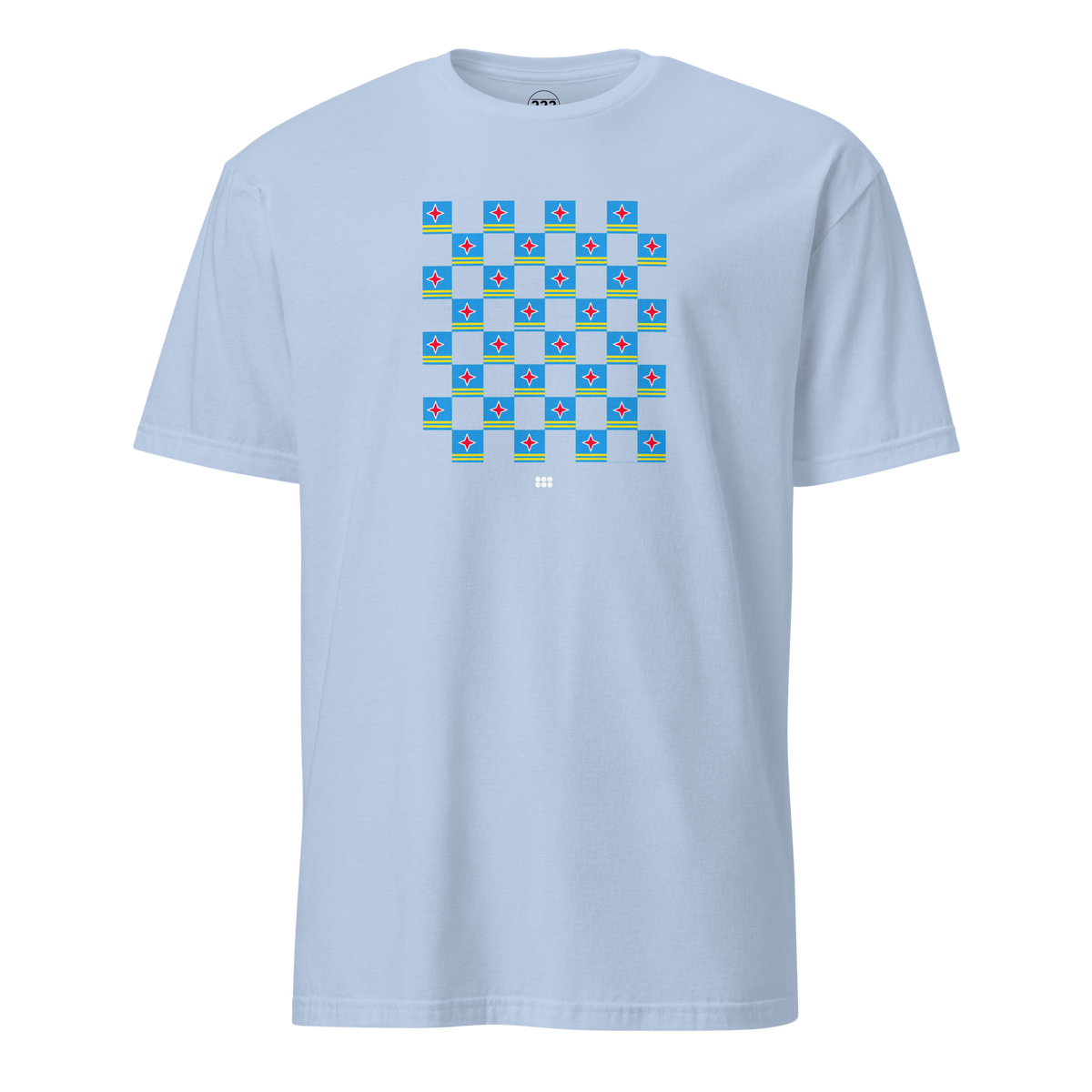 Aruba Flag Checkerboard T-Shirt Light Blue | 222 Threads
