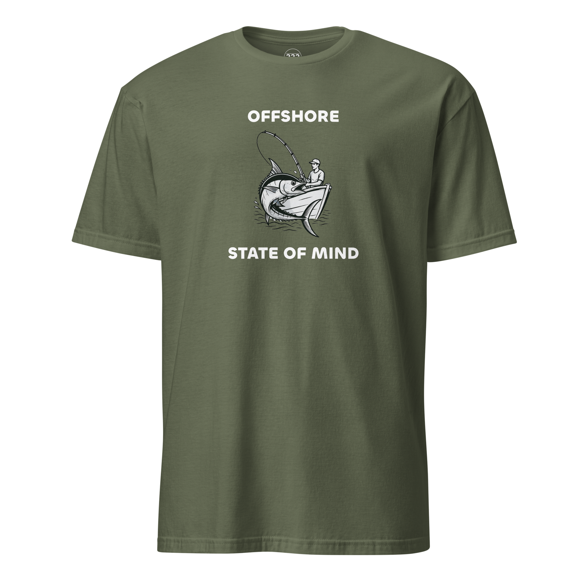 Offshore State Of Mind Fishing Novelty T-Shirt Military Green