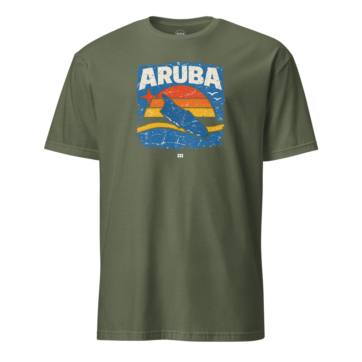 Aruba Distressed Island T-Shirt Military Green | 222 Threads