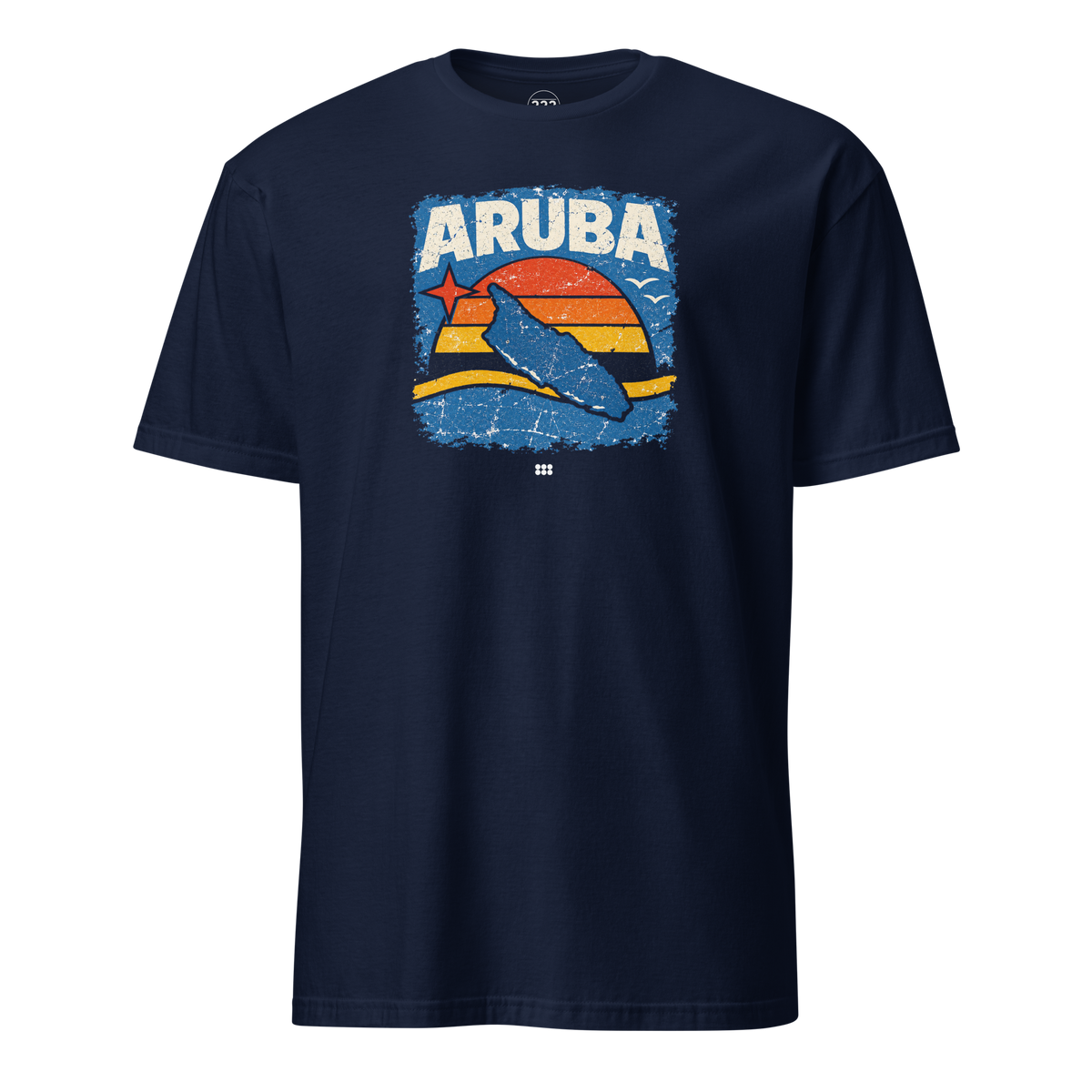 Aruba Distressed Island T-Shirt Navy | 222 Threads