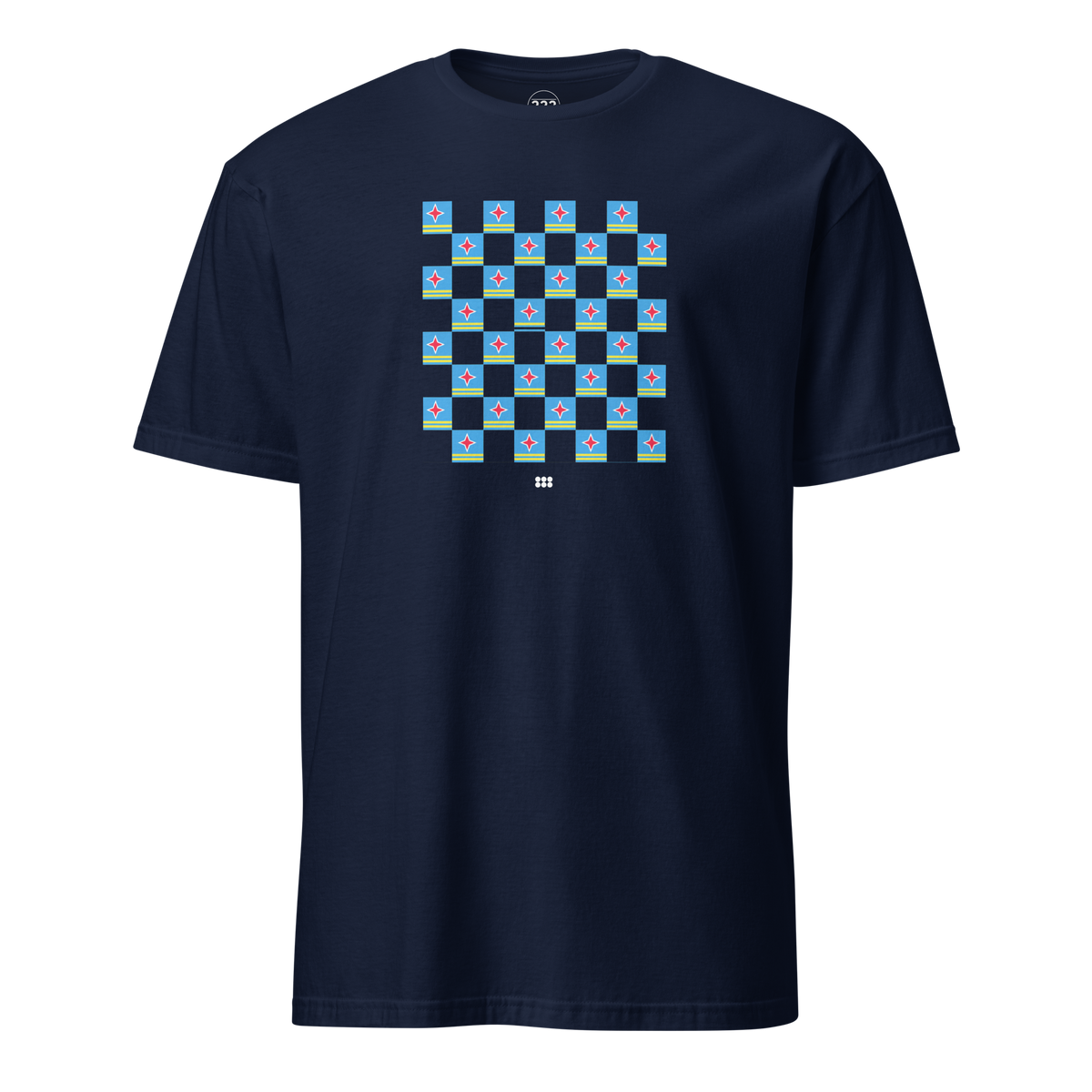 Aruba Flag Checkerboard T-Shirt Navy | 222 Threads