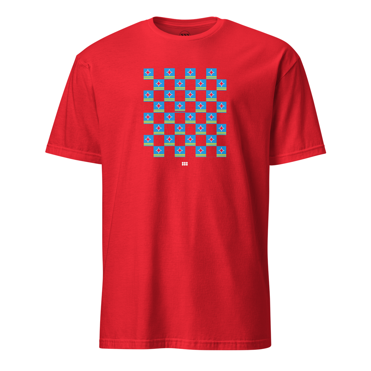 Aruba Flag Checkerboard T-Shirt Red | 222 Threads