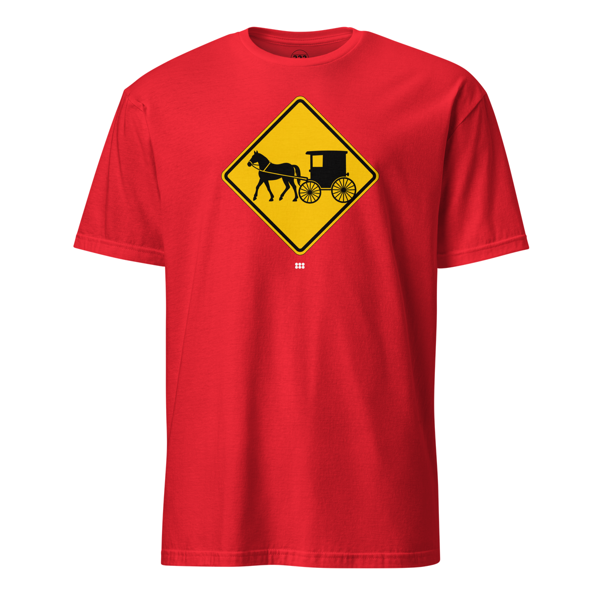 Amish Horse and Buggy Road Sign T-Shirt Red | 222 Threads