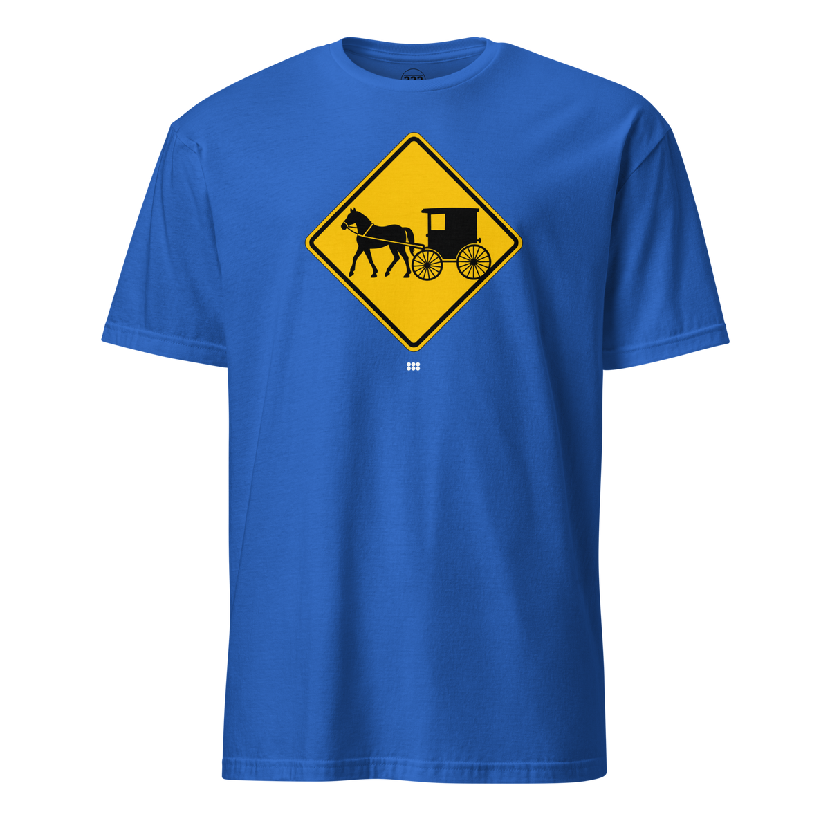 Amish Horse and Buggy Road Sign T-Shirt Royal | 222 Threads