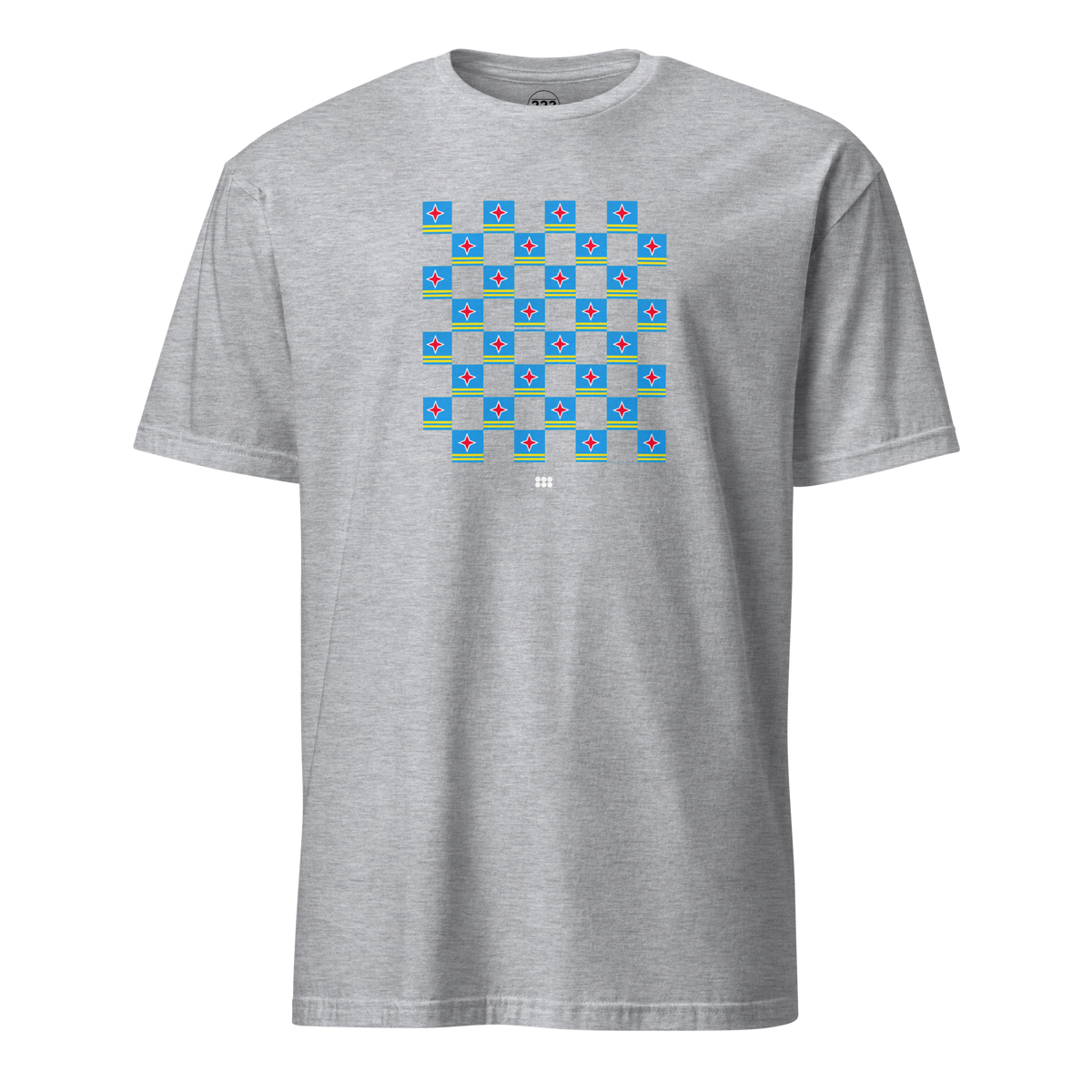 Aruba Flag Checkerboard T-Shirt Sport Grey | 222 Threads