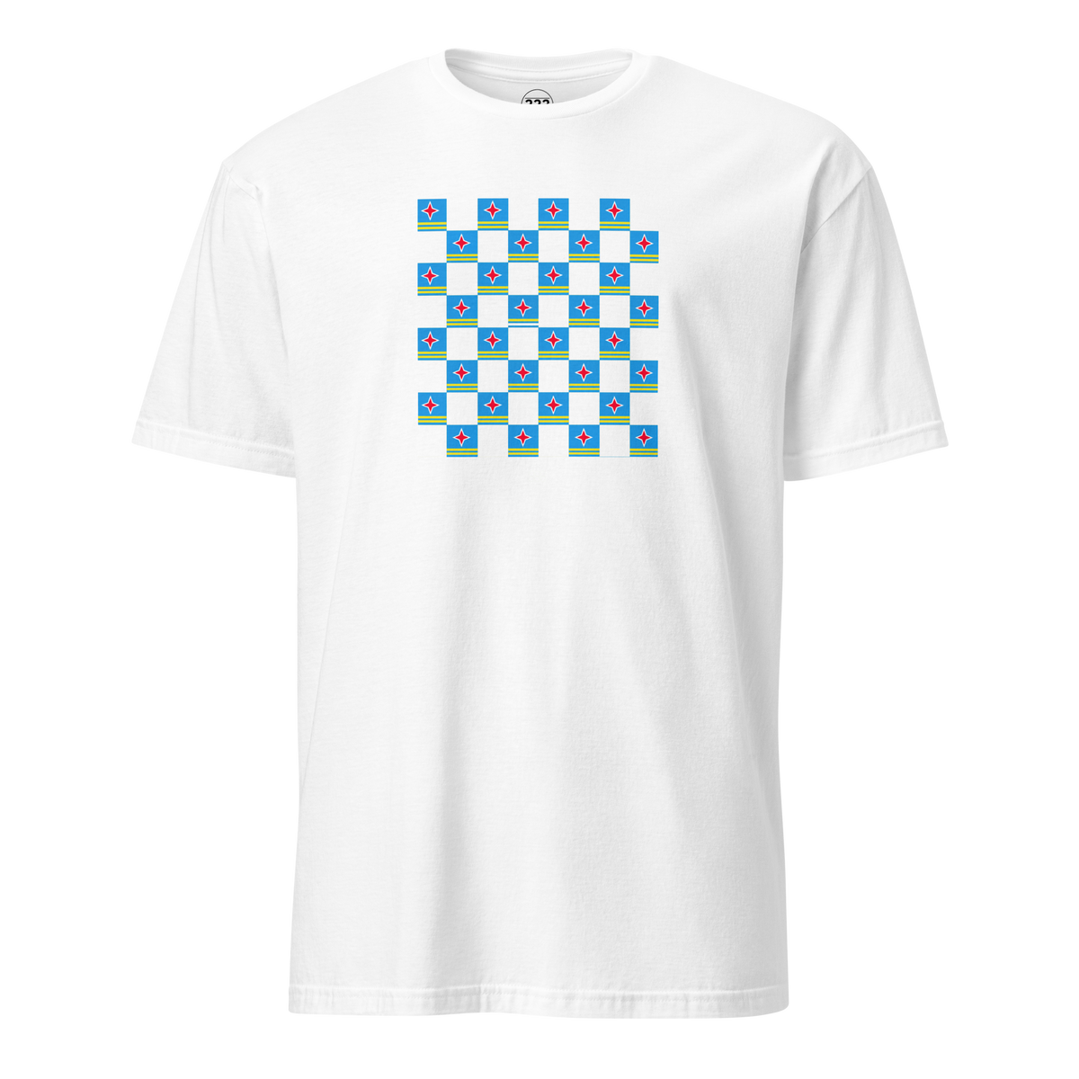 Aruba Flag Checkerboard T-Shirt White | 222 Threads